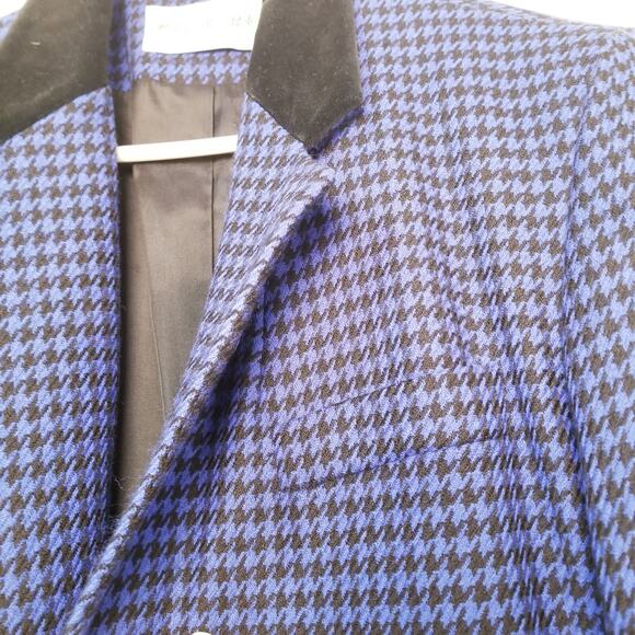 VTG-JH Collectibles Women's Blue/Black Houndstooth Long Sleeve Wool Blazer Sz 12 - Picture 6 of 12
